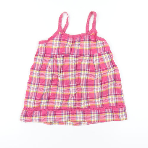 H&M Girls Pink Plaid Cotton Basic Tank Size 11 Years Square Neck Zip