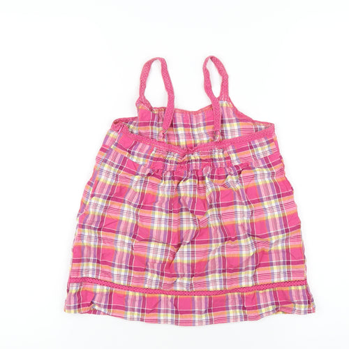 H&M Girls Pink Plaid Cotton Basic Tank Size 11 Years Square Neck Zip