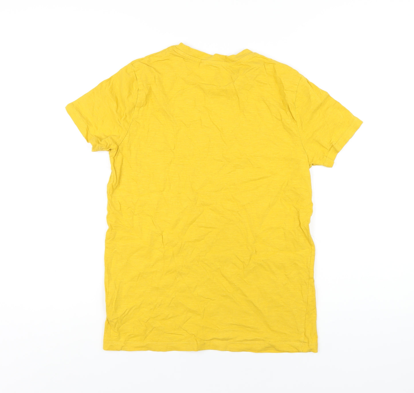 NEXT Boys Yellow Cotton Basic T-Shirt Size 12 Years Round Neck Pullover