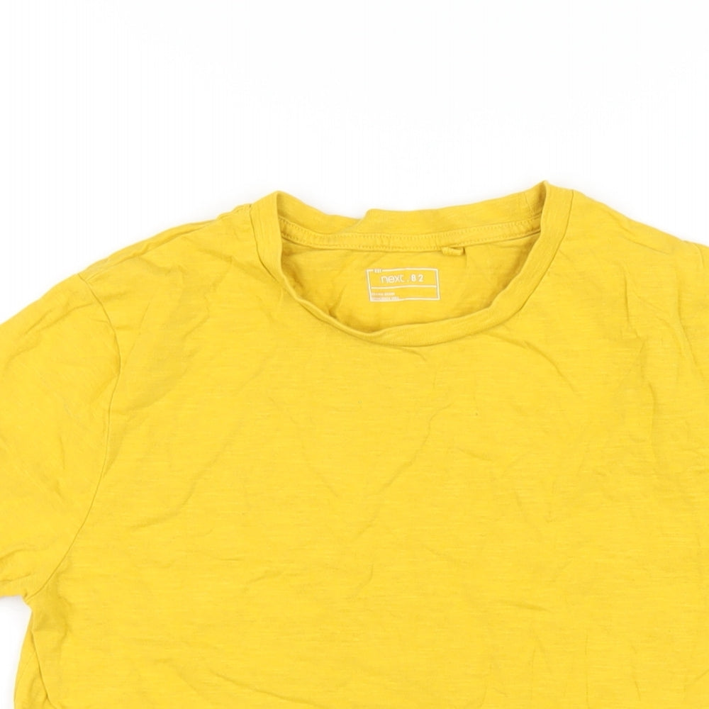 NEXT Boys Yellow Cotton Basic T-Shirt Size 12 Years Round Neck Pullover