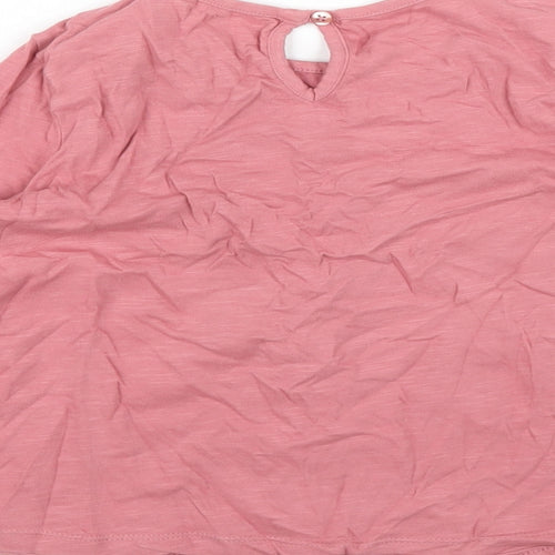 NEXT Girls Pink Cotton Basic T-Shirt Size 7 Years Round Neck Button