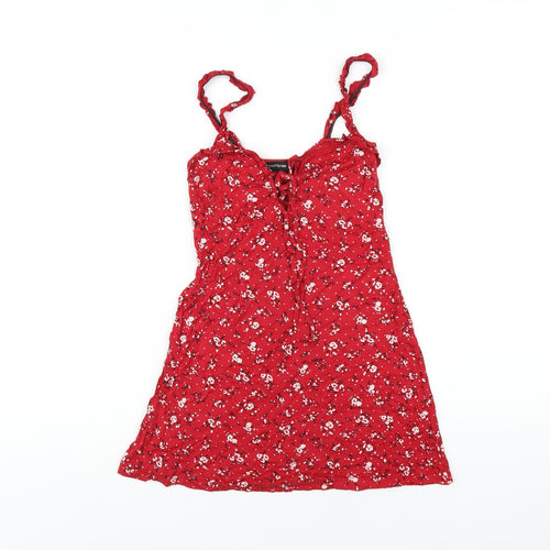 prettylitt Womens Red Floral Viscose Mini Size 8 Sweetheart Pullover