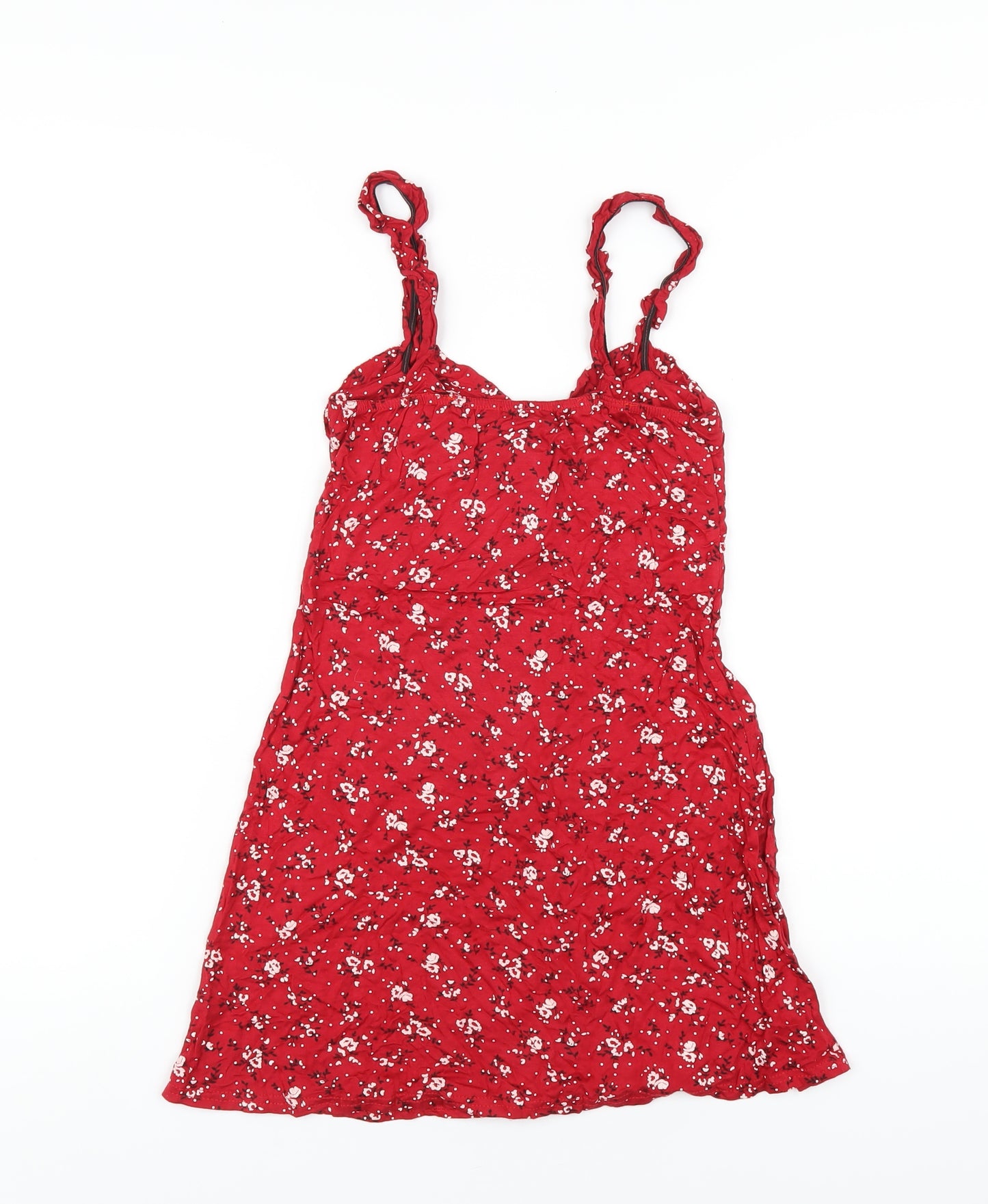 prettylitt Womens Red Floral Viscose Mini Size 8 Sweetheart Pullover