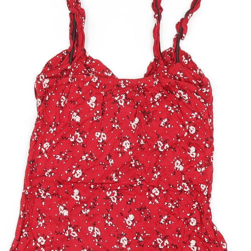 prettylitt Womens Red Floral Viscose Mini Size 8 Sweetheart Pullover
