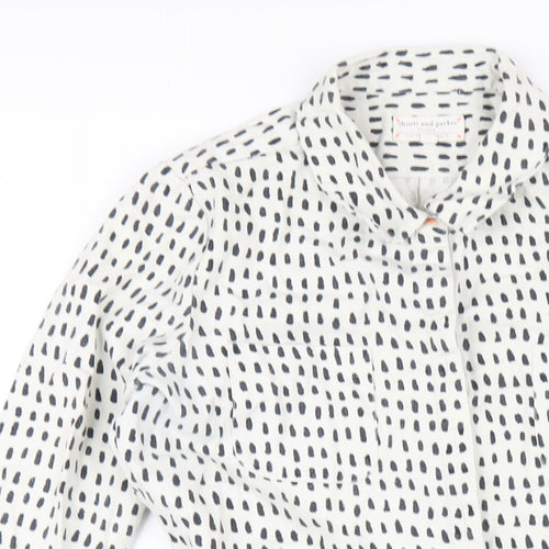 Chinti and Parker Womens White Geometric Cotton Shirt Dress Size S Collared Button