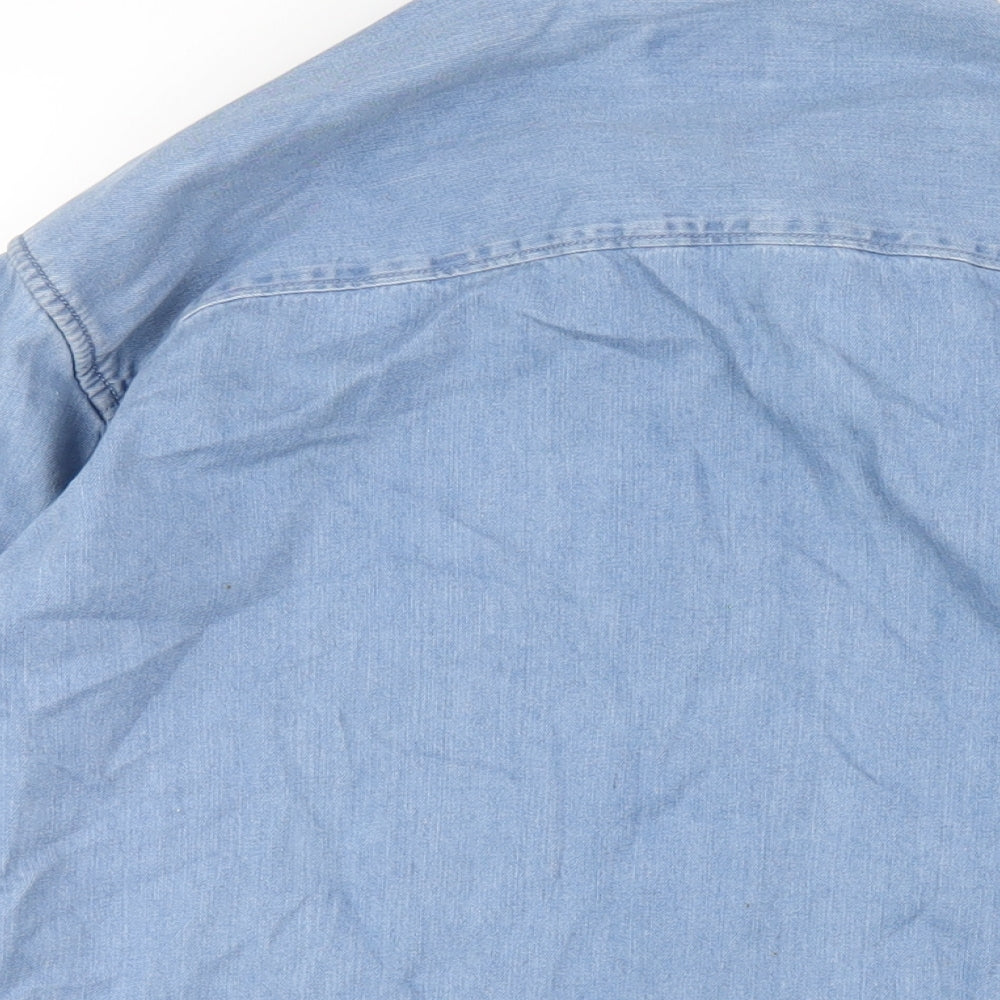 Selected Homme Mens Blue Cotton Button-Up Size L Collared Button