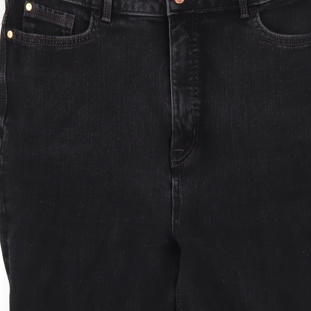 Marks and Spencer Womens Black Cotton Skinny Jeans Size 16 L26 in Regular Zip