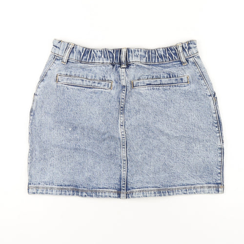 Social Tourist Womens Blue Cotton A-Line Skirt Size S Zip