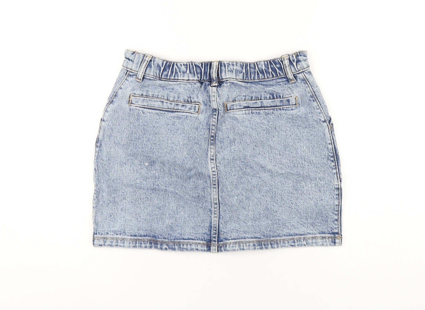 Social Tourist Womens Blue Cotton A-Line Skirt Size S Zip