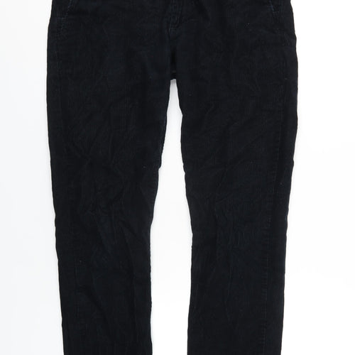 No Nationality Mens Black Cotton Trousers Size 31 in L32 in Regular Zip