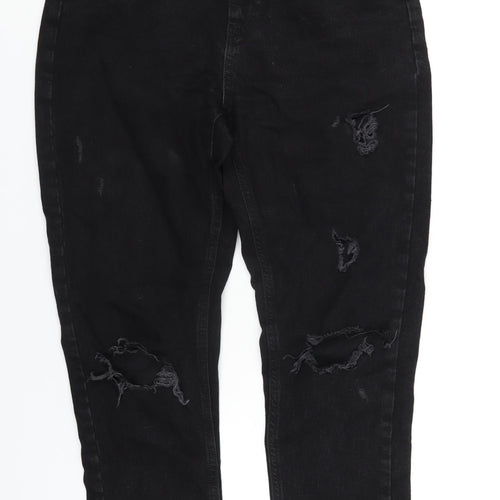 Denim & Co. Womens Black Cotton Mom Jeans Size 10 L30 in Regular Zip