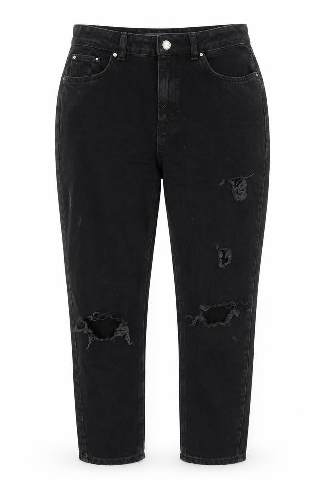 Denim & Co. Womens Black Cotton Mom Jeans Size 10 L30 in Regular Zip