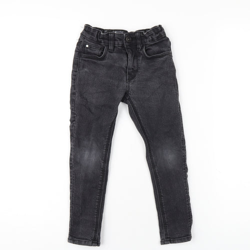 Matalan Boys Black Cotton Skinny Jeans Size 5 Years Regular Zip