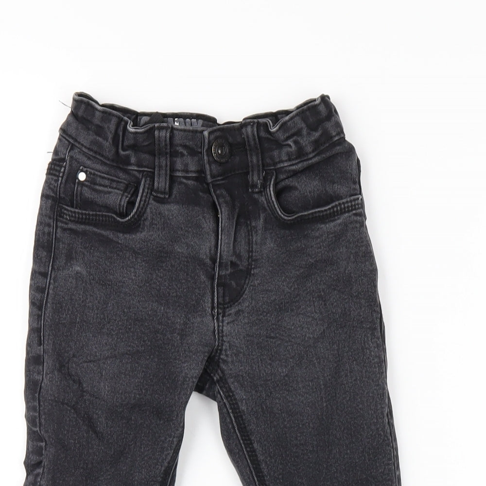 Matalan Boys Black Cotton Skinny Jeans Size 5 Years Regular Zip