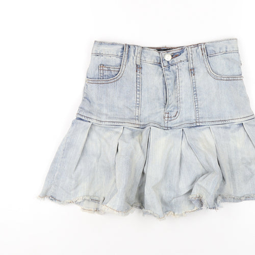 Loveheynew Womens Blue Cotton A-Line Skirt Size 26 in Zip