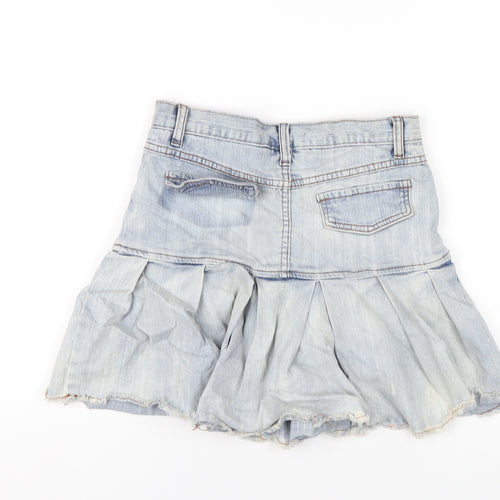 Loveheynew Womens Blue Cotton A-Line Skirt Size 26 in Zip