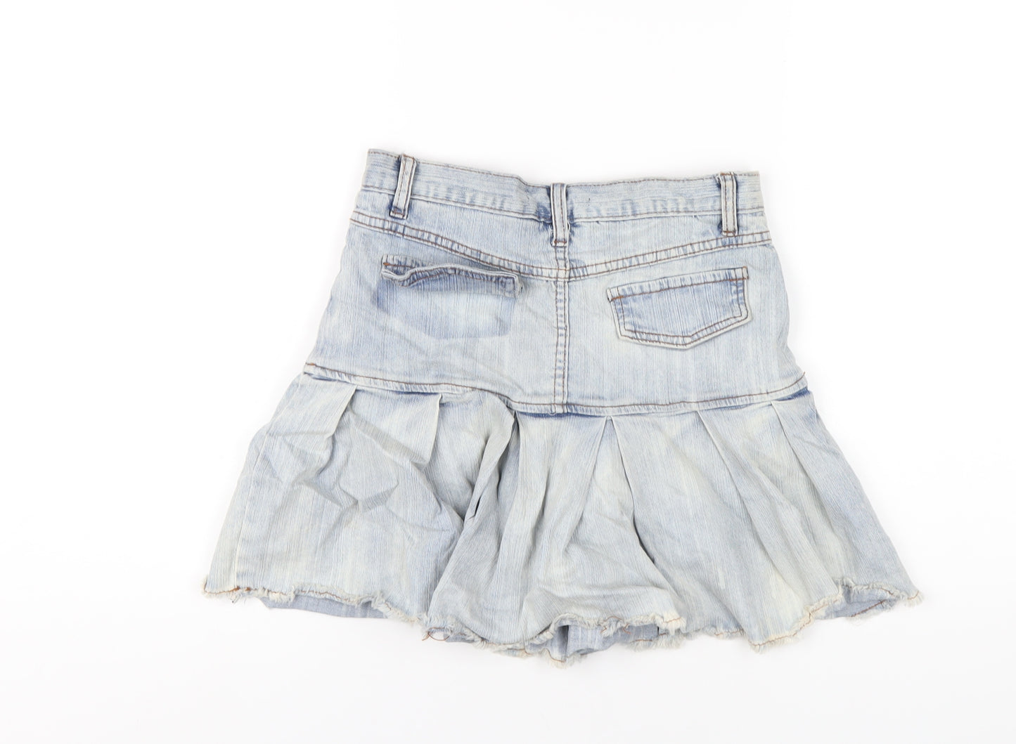 Loveheynew Womens Blue Cotton A-Line Skirt Size 26 in Zip