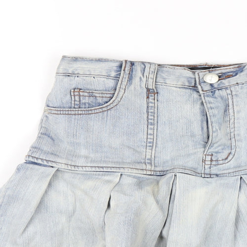 Loveheynew Womens Blue Cotton A-Line Skirt Size 26 in Zip
