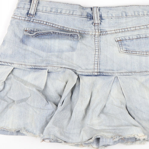 Loveheynew Womens Blue Cotton A-Line Skirt Size 26 in Zip