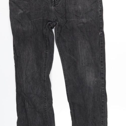 Denim & Co. Mens Black Cotton Straight Jeans Size 34 in L34 in Regular Button