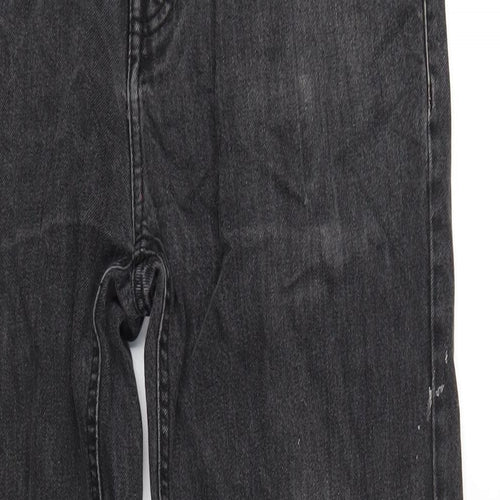 Denim & Co. Mens Black Cotton Straight Jeans Size 34 in L34 in Regular Button