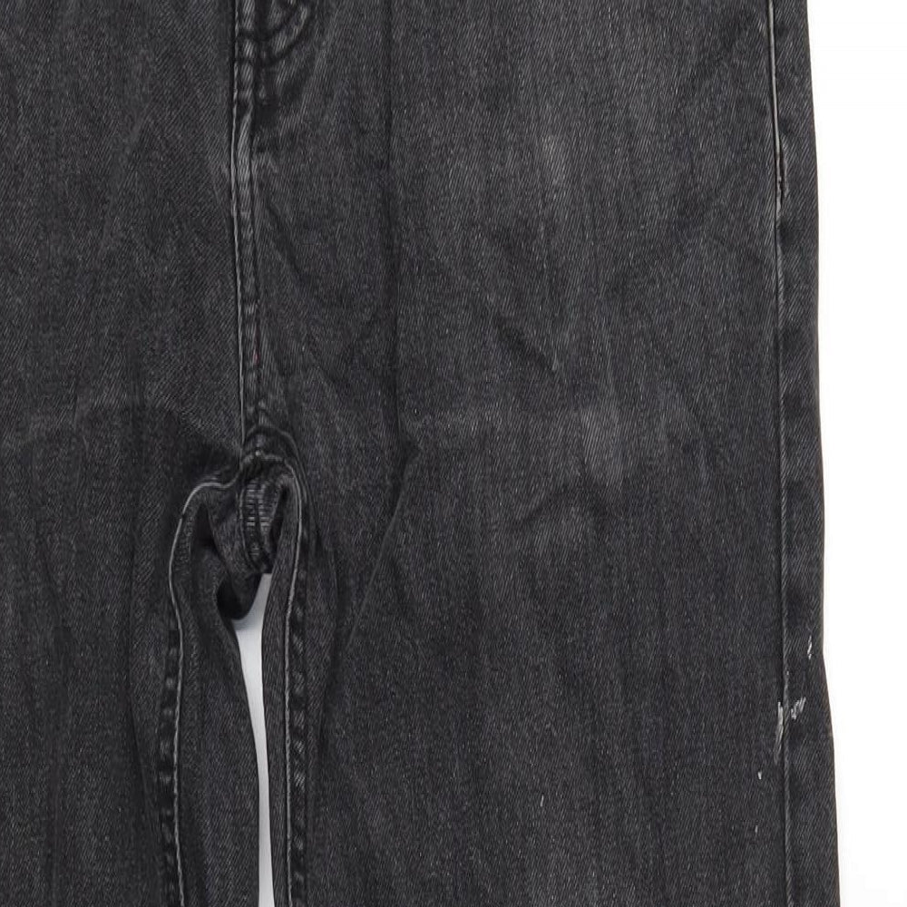 Denim & Co. Mens Black Cotton Straight Jeans Size 34 in L34 in Regular Button