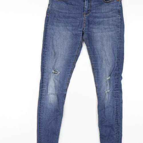 Denim & Co. Womens Blue Cotton Skinny Jeans Size 10 L29 in Regular Zip