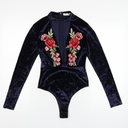 Sisters of the Tribe Womens Blue Polyester Bodysuit One-Piece Size 8 Zip