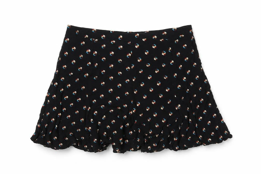 Cooperative Womens Black Geometric Viscose A-Line Skirt Size M Zip