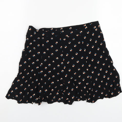 Cooperative Womens Black Geometric Viscose A-Line Skirt Size M Zip