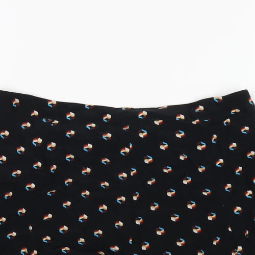 Cooperative Womens Black Geometric Viscose A-Line Skirt Size M Zip