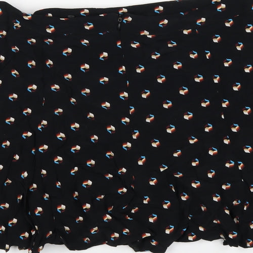 Cooperative Womens Black Geometric Viscose A-Line Skirt Size M Zip
