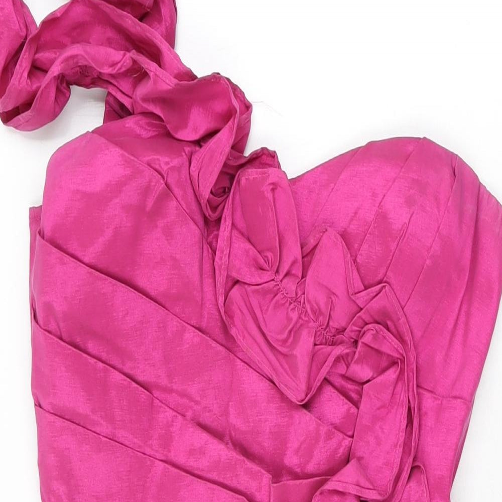 Madam Rage Womens Pink Polyester Bodycon Size 12 One Shoulder Zip