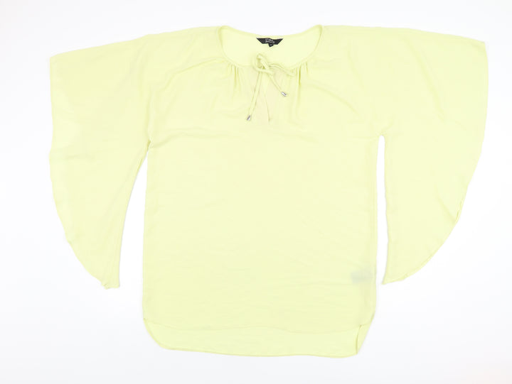 Julien Macdonald Womens Yellow Polyester Basic Blouse Size 12 Round Neck