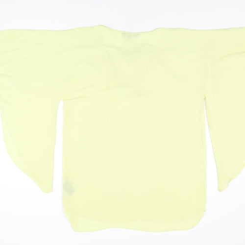 Julien Macdonald Womens Yellow Polyester Basic Blouse Size 12 Round Neck