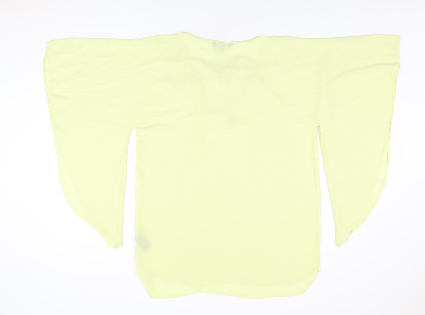 Julien Macdonald Womens Yellow Polyester Basic Blouse Size 12 Round Neck