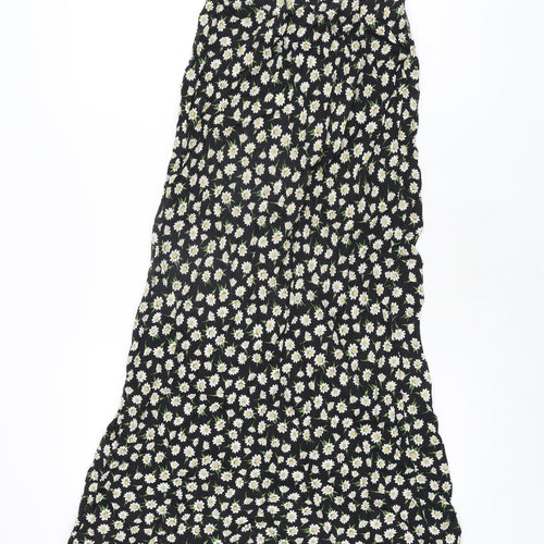ASOS Womens Black Floral Polyester Flare Skirt Size 10