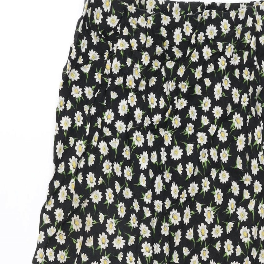 ASOS Womens Black Floral Polyester Flare Skirt Size 10