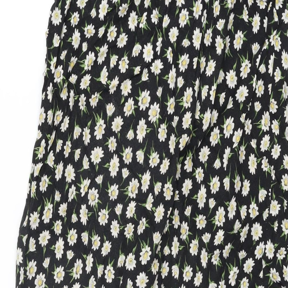 ASOS Womens Black Floral Polyester Flare Skirt Size 10