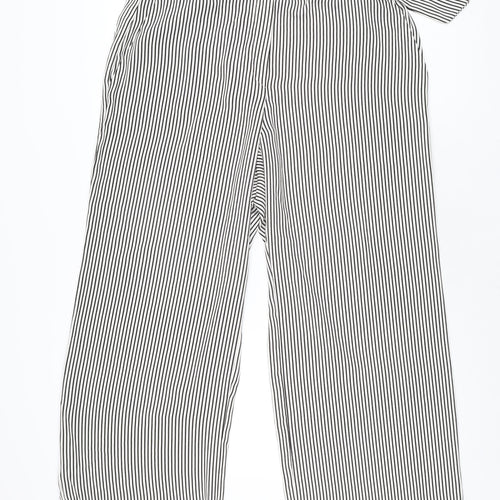 Mango Womens White Striped Polyester Trousers Size 16 L27 in Regular Zip