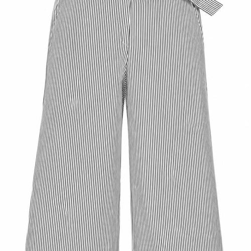 Mango Womens White Striped Polyester Trousers Size 16 L27 in Regular Zip