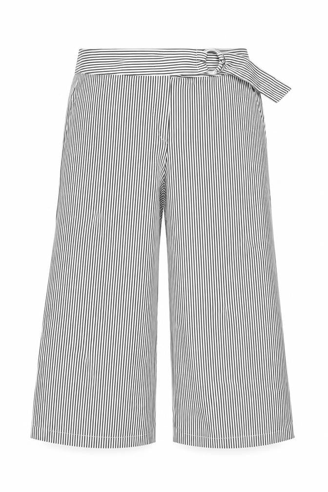 Mango Womens White Striped Polyester Trousers Size 16 L27 in Regular Zip