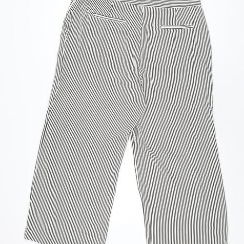 Mango Womens White Striped Polyester Trousers Size 16 L27 in Regular Zip