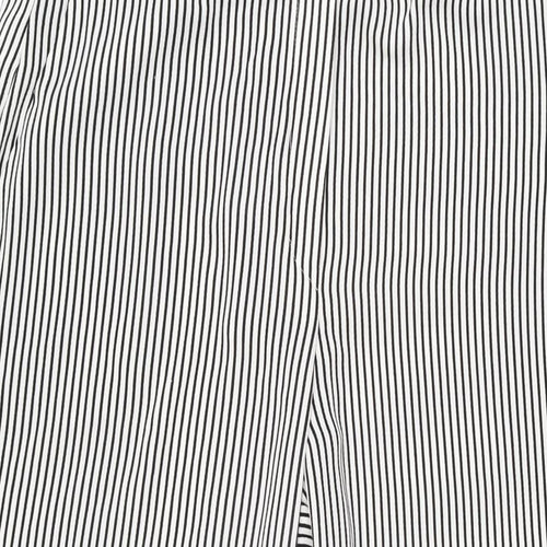 Mango Womens White Striped Polyester Trousers Size 16 L27 in Regular Zip