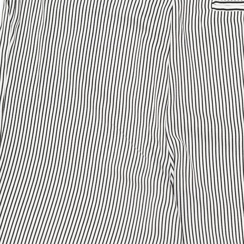 Mango Womens White Striped Polyester Trousers Size 16 L27 in Regular Zip