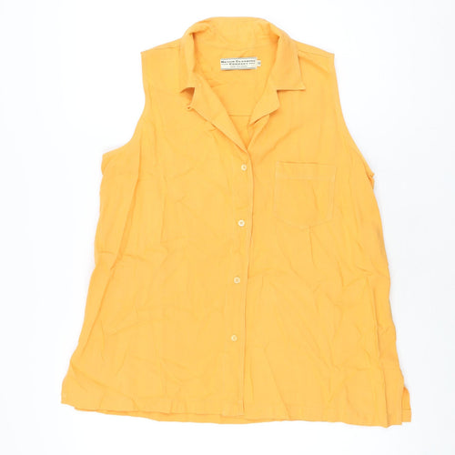 Denim Clothing Company Womens Orange Viscose Basic Button-Up Size 12 Collared