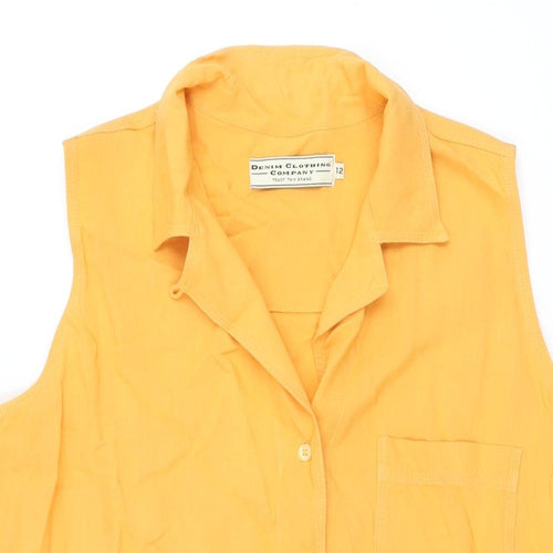 Denim Clothing Company Womens Orange Viscose Basic Button-Up Size 12 Collared