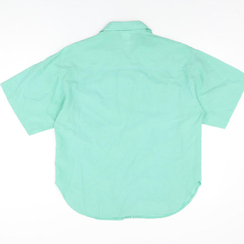 Littlewoods Womens Green Polyester Basic Button-Up Size 12 Collared