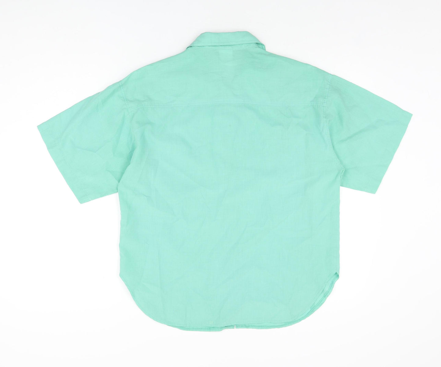 Littlewoods Womens Green Polyester Basic Button-Up Size 12 Collared