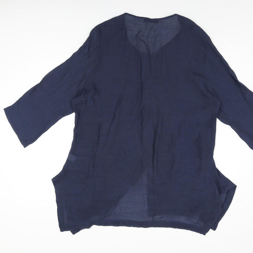 M.Style Womens Blue Polyester Tunic T-Shirt Size 16 V-Neck